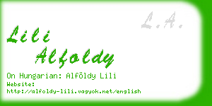 lili alfoldy business card